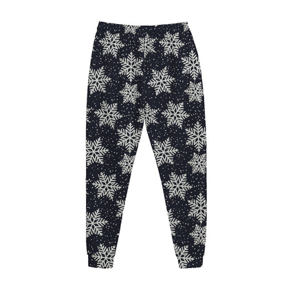 Blue And Silver Snowflake Pattern Print Jogger Pants