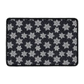Blue And Silver Snowflake Pattern Print Kitchen Mat