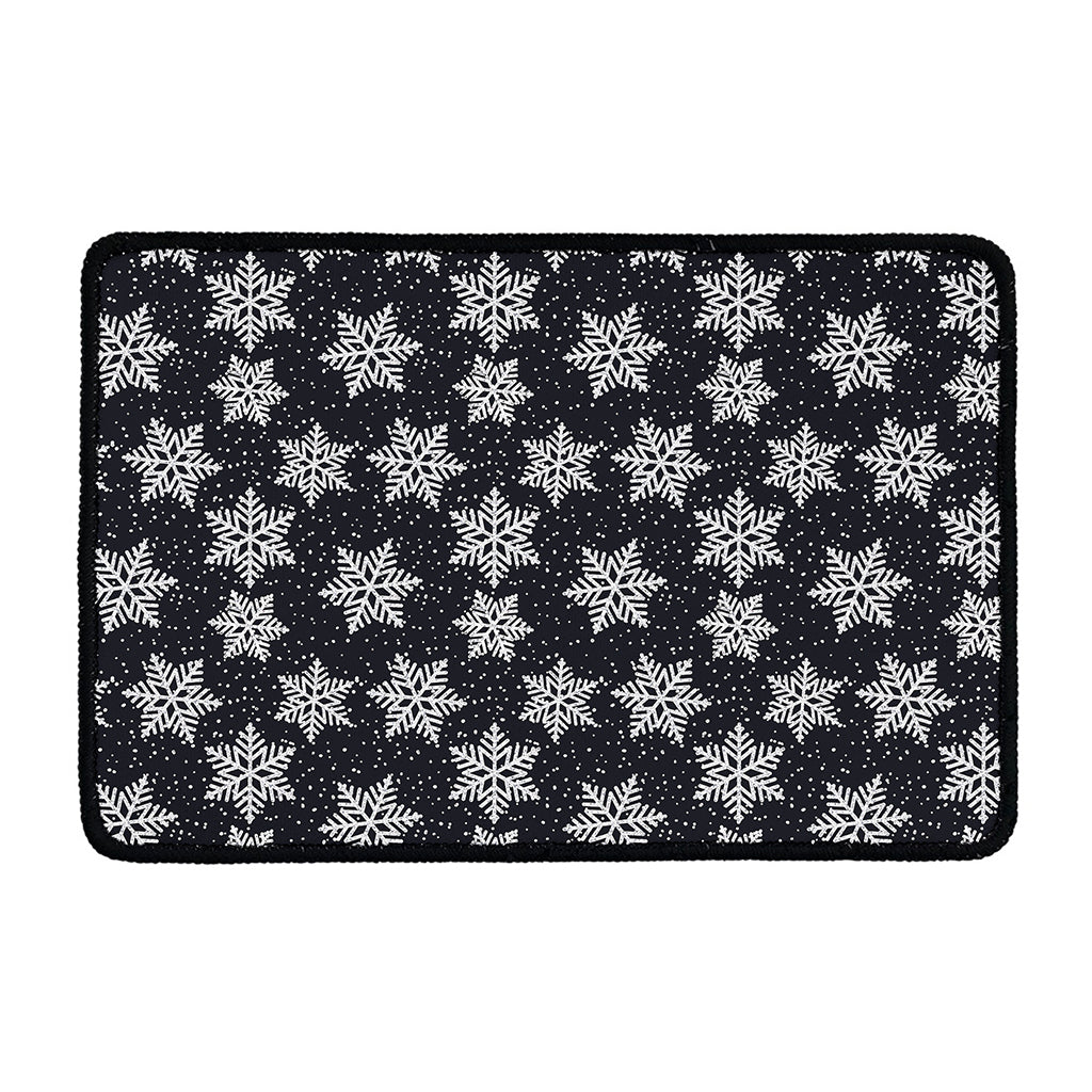 Blue And Silver Snowflake Pattern Print Kitchen Mat