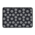 Blue And Silver Snowflake Pattern Print Kitchen Mat