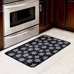 Blue And Silver Snowflake Pattern Print Kitchen Mat