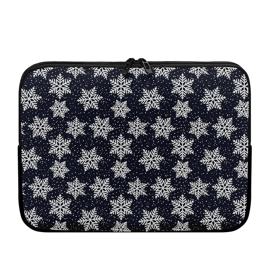 Blue And Silver Snowflake Pattern Print Laptop Sleeve