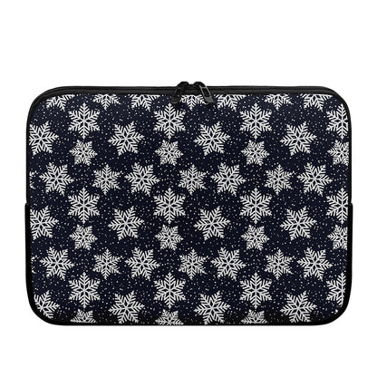 Blue And Silver Snowflake Pattern Print Laptop Sleeve