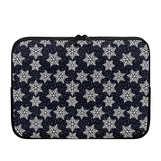 Blue And Silver Snowflake Pattern Print Laptop Sleeve