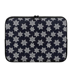 Blue And Silver Snowflake Pattern Print Laptop Sleeve
