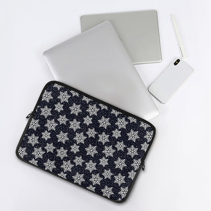 Blue And Silver Snowflake Pattern Print Laptop Sleeve