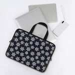 Blue And Silver Snowflake Pattern Print Laptop Sleeve With Handle