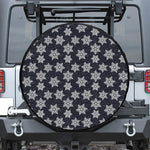 Blue And Silver Snowflake Pattern Print Leather Spare Tire Cover