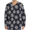 Blue And Silver Snowflake Pattern Print Long Sleeve Baseball Jersey