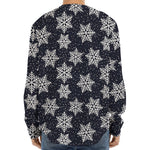 Blue And Silver Snowflake Pattern Print Long Sleeve Baseball Jersey