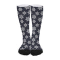 Blue And Silver Snowflake Pattern Print Long Socks