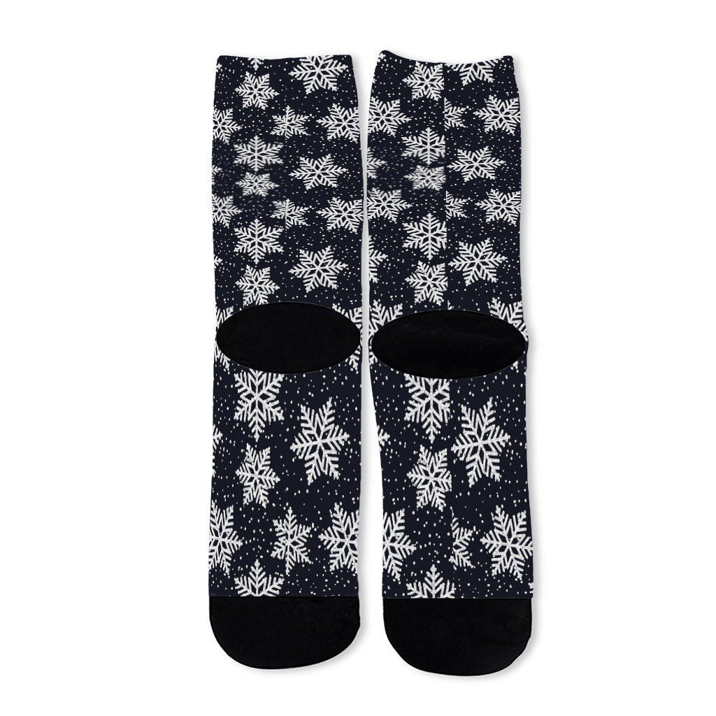 Blue And Silver Snowflake Pattern Print Long Socks