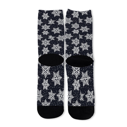 Blue And Silver Snowflake Pattern Print Long Socks