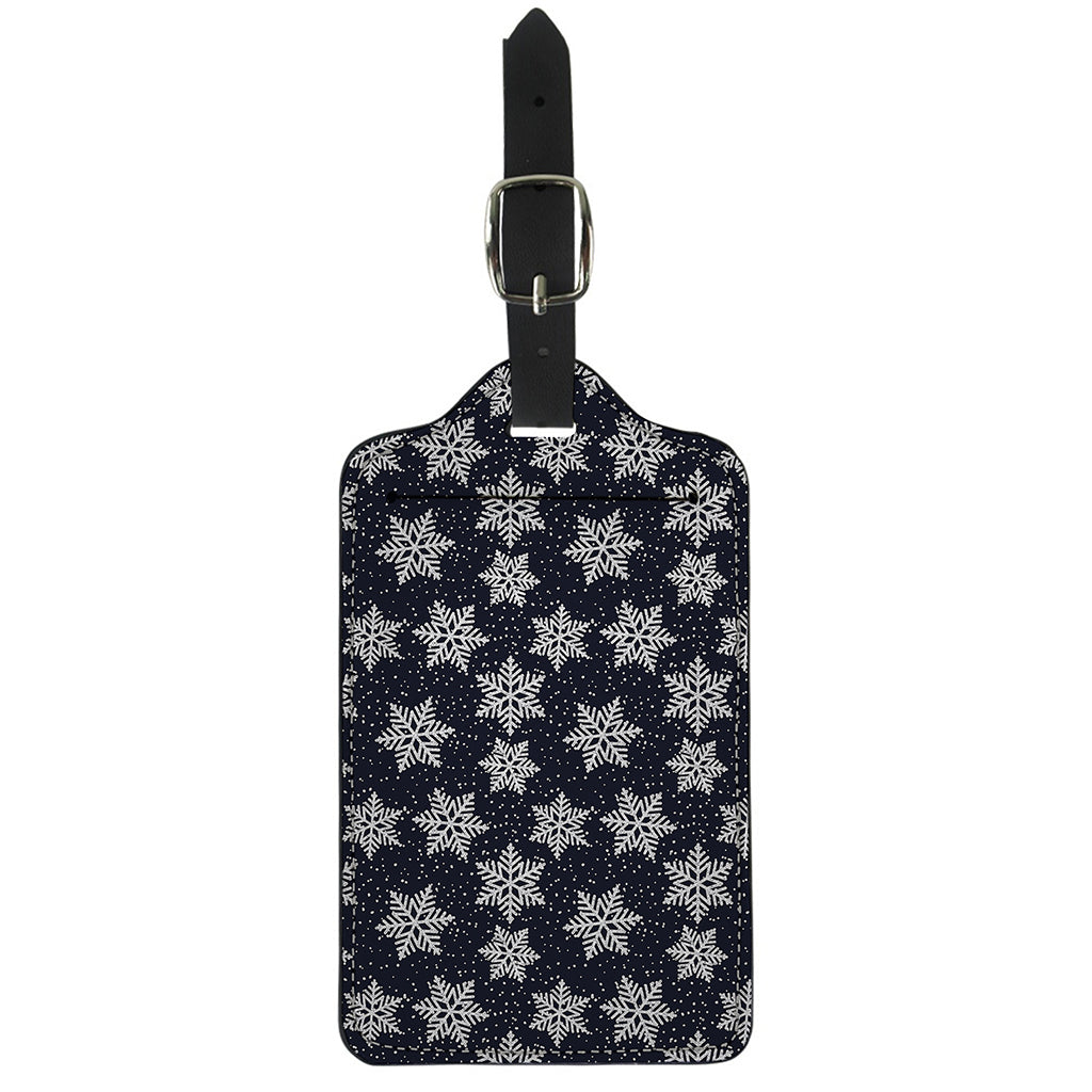 Blue And Silver Snowflake Pattern Print Luggage Tag