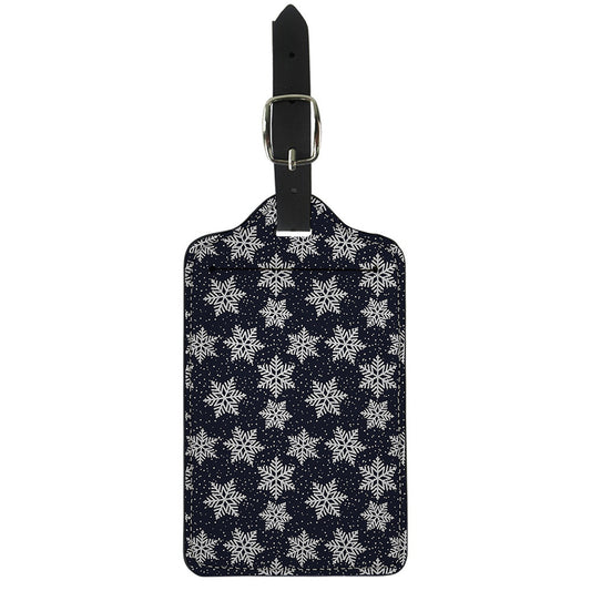 Blue And Silver Snowflake Pattern Print Luggage Tag