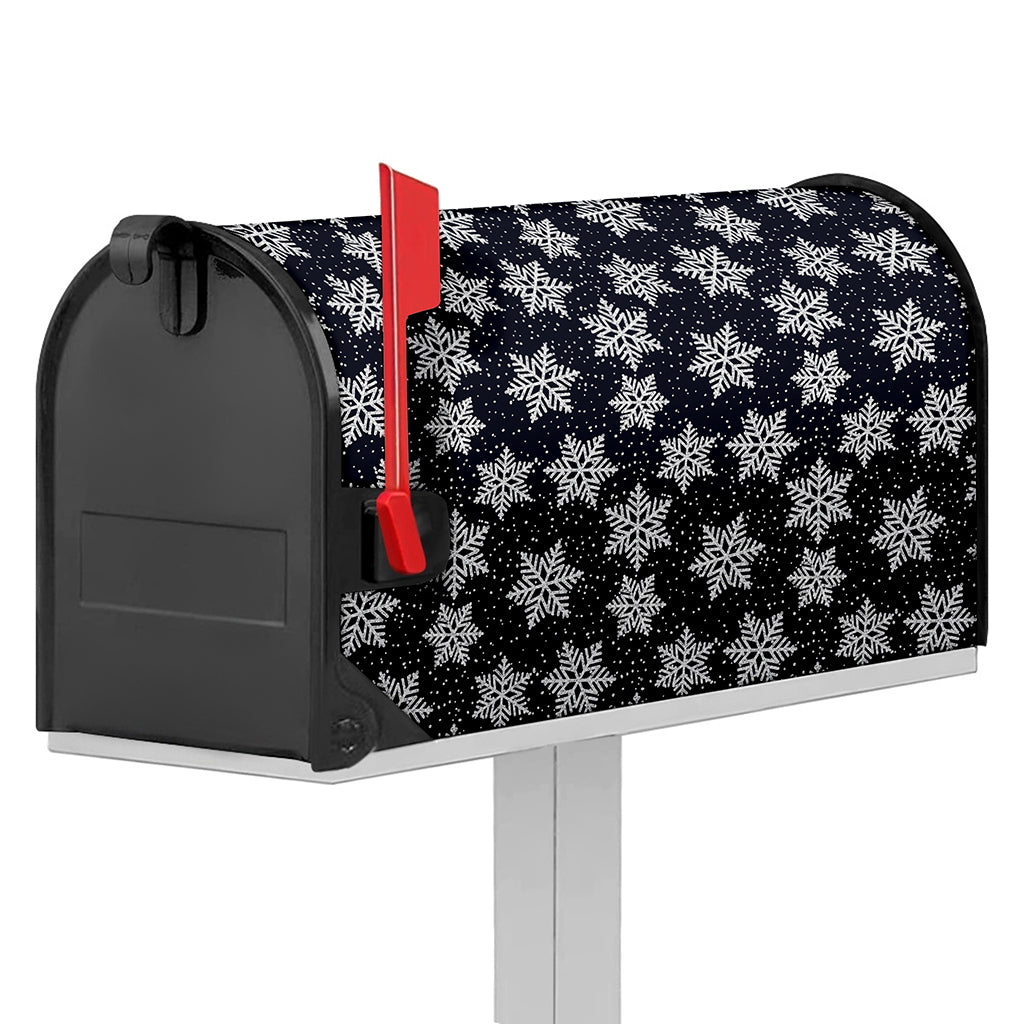 Blue And Silver Snowflake Pattern Print Mailbox Cover