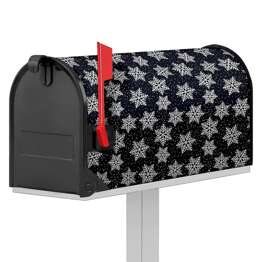 Blue And Silver Snowflake Pattern Print Mailbox Cover