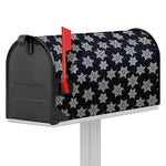 Blue And Silver Snowflake Pattern Print Mailbox Cover