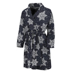 Blue And Silver Snowflake Pattern Print Men's Bathrobe