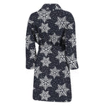 Blue And Silver Snowflake Pattern Print Men's Bathrobe