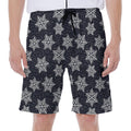 Blue And Silver Snowflake Pattern Print Men's Beach Shorts
