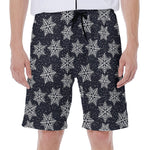 Blue And Silver Snowflake Pattern Print Men's Beach Shorts