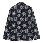 Blue And Silver Snowflake Pattern Print Men's Blazer