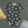 Blue And Silver Snowflake Pattern Print Men's Bodysuit