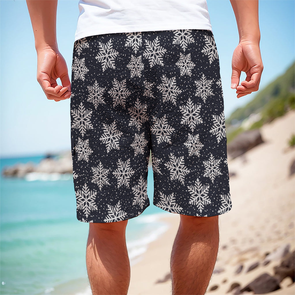 Blue And Silver Snowflake Pattern Print Men's Cargo Shorts