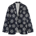 Blue And Silver Snowflake Pattern Print Men's Cotton Blazer