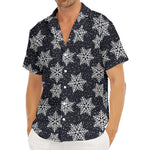 Blue And Silver Snowflake Pattern Print Men's Deep V-Neck Shirt