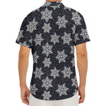 Blue And Silver Snowflake Pattern Print Men's Deep V-Neck Shirt