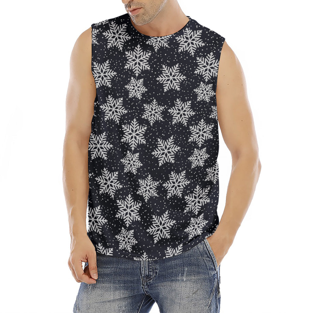 Blue And Silver Snowflake Pattern Print Men's Fitness Tank Top