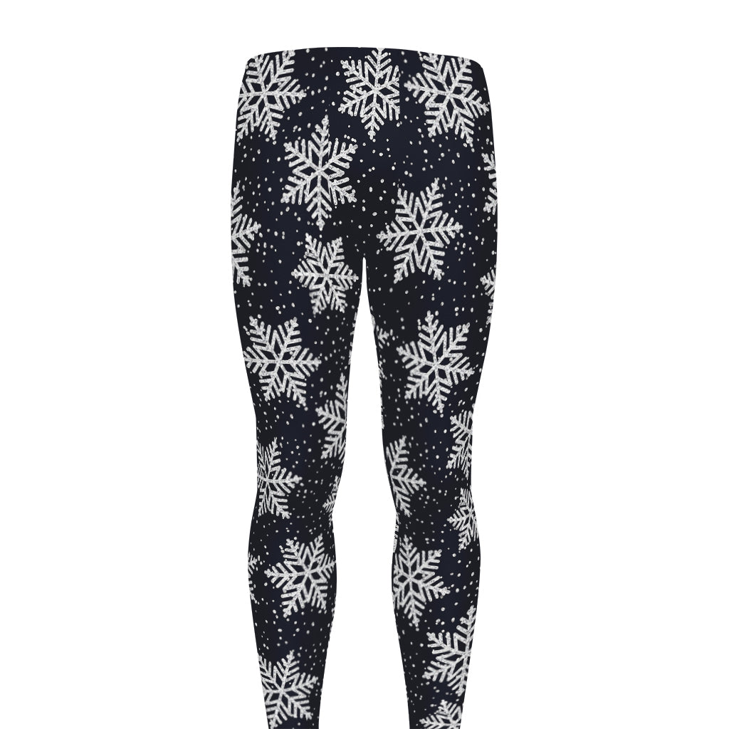 Blue And Silver Snowflake Pattern Print Men's leggings