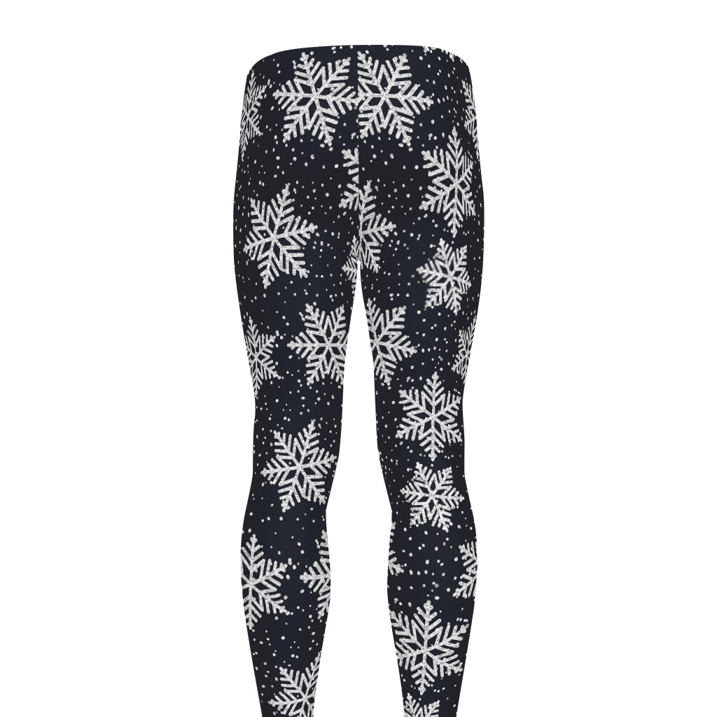 Blue And Silver Snowflake Pattern Print Men's leggings