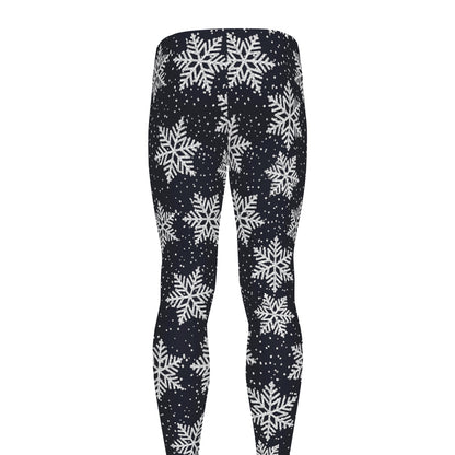Blue And Silver Snowflake Pattern Print Men's leggings