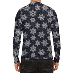 Blue And Silver Snowflake Pattern Print Men's Long Sleeve Rash Guard
