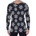 Blue And Silver Snowflake Pattern Print Men's Long Sleeve T-Shirt