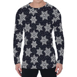 Blue And Silver Snowflake Pattern Print Men's Long Sleeve T-Shirt