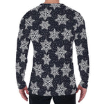 Blue And Silver Snowflake Pattern Print Men's Long Sleeve T-Shirt