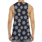 Blue And Silver Snowflake Pattern Print Men's Muscle Tank Top