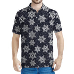 Blue And Silver Snowflake Pattern Print Men's Polo Shirt