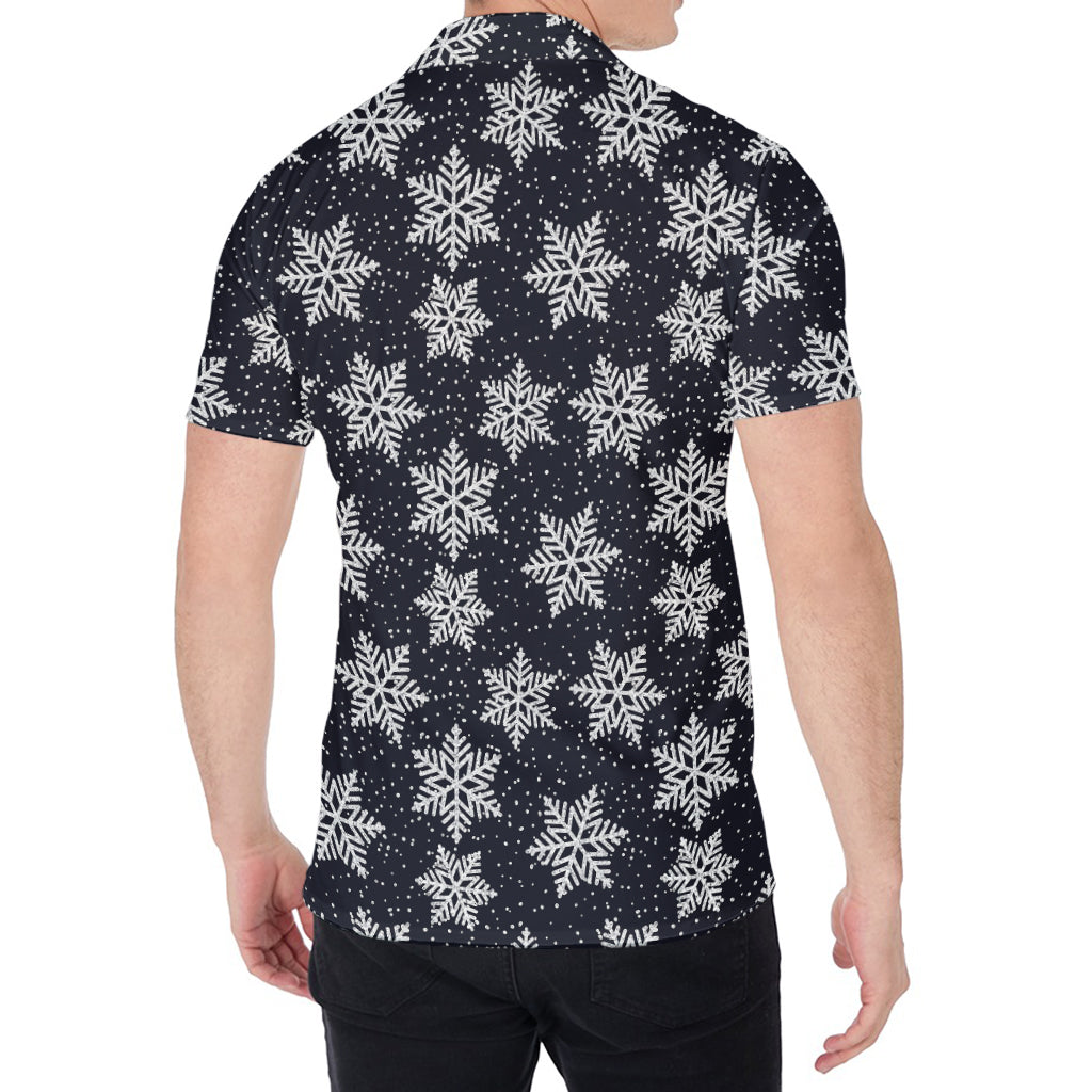 Blue And Silver Snowflake Pattern Print Men's Shirt