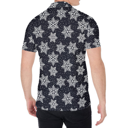 Blue And Silver Snowflake Pattern Print Men's Shirt