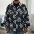 Blue And Silver Snowflake Pattern Print Men's Shirt Jacket