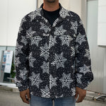 Blue And Silver Snowflake Pattern Print Men's Shirt Jacket