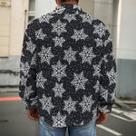 Blue And Silver Snowflake Pattern Print Men's Shirt Jacket