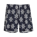 Blue And Silver Snowflake Pattern Print Men's Athletic Shorts
