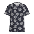 Blue And Silver Snowflake Pattern Print Men's Athletic T-Shirt