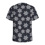 Blue And Silver Snowflake Pattern Print Men's Sports T-Shirt